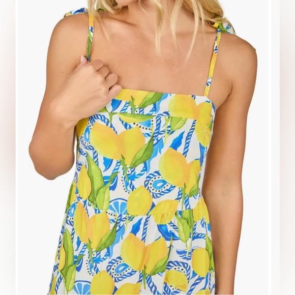 Kenny Flowers The Positano Tiered Maxi Dress Resort  Smocked Back Lemon Sz Small - Picture 3 of 13